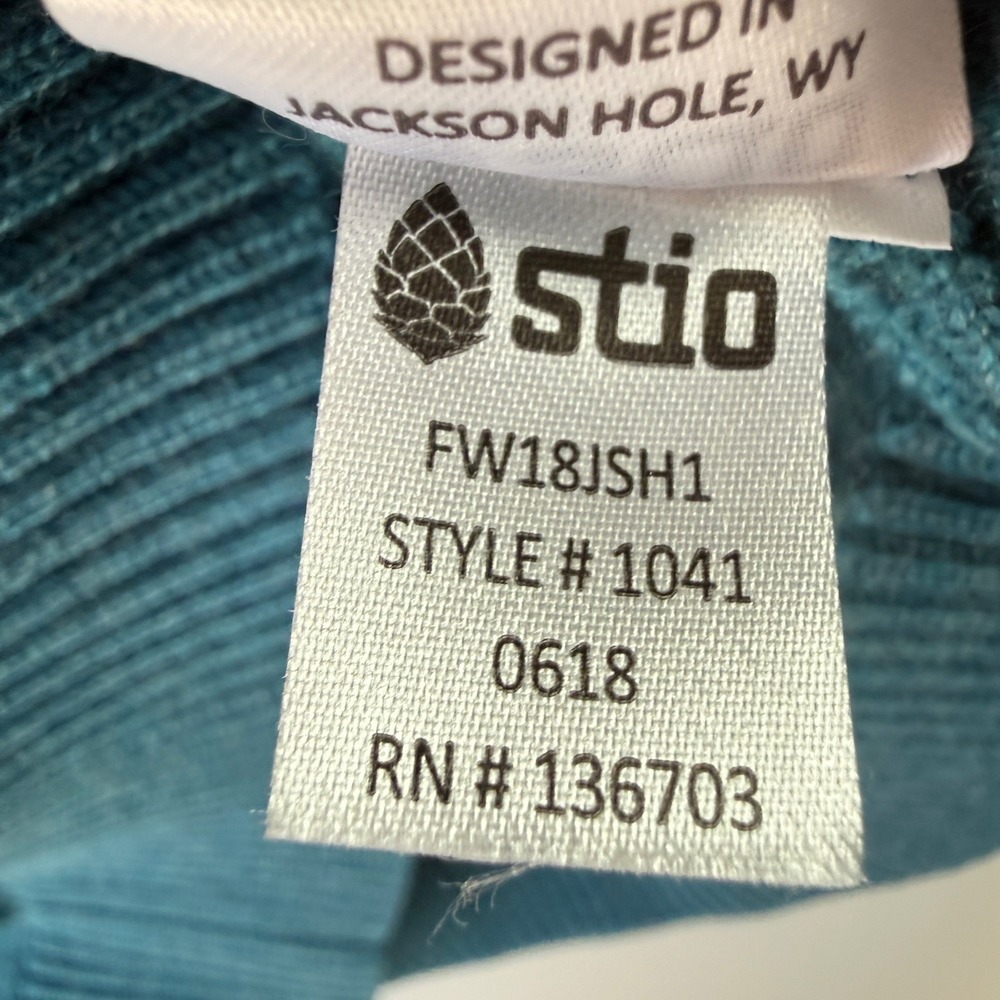 Stio Hooded Sweater Women XS Teal Blue Excellent 100% Merino Wool Pullover 1041 - Picture 7 of 10